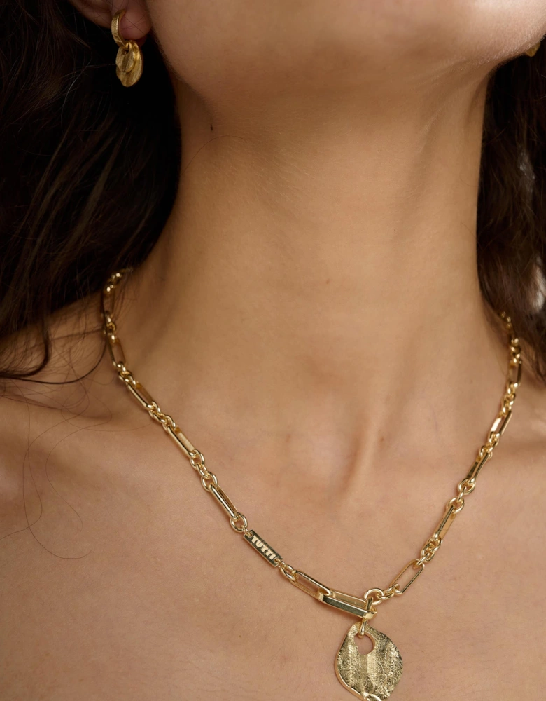 Baia Textured Disc Chain Lariat Necklace