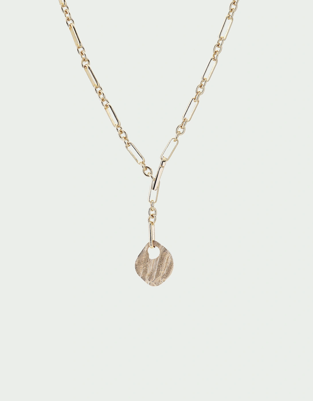 Baia Textured Disc Chain Lariat Necklace