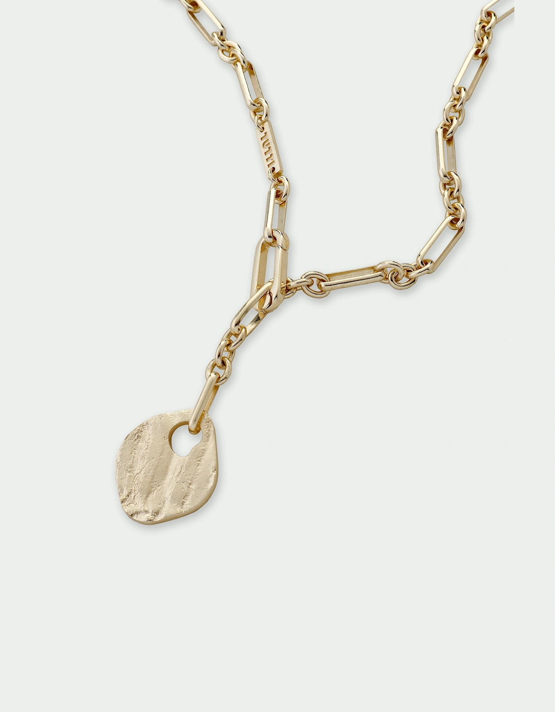 Baia Textured Disc Chain Lariat Necklace