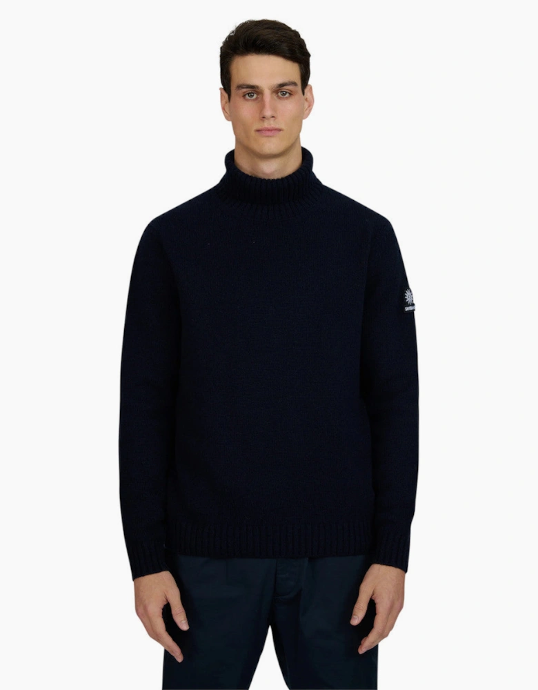 Sandbanks Cashmere Blend Roll Neck Navy