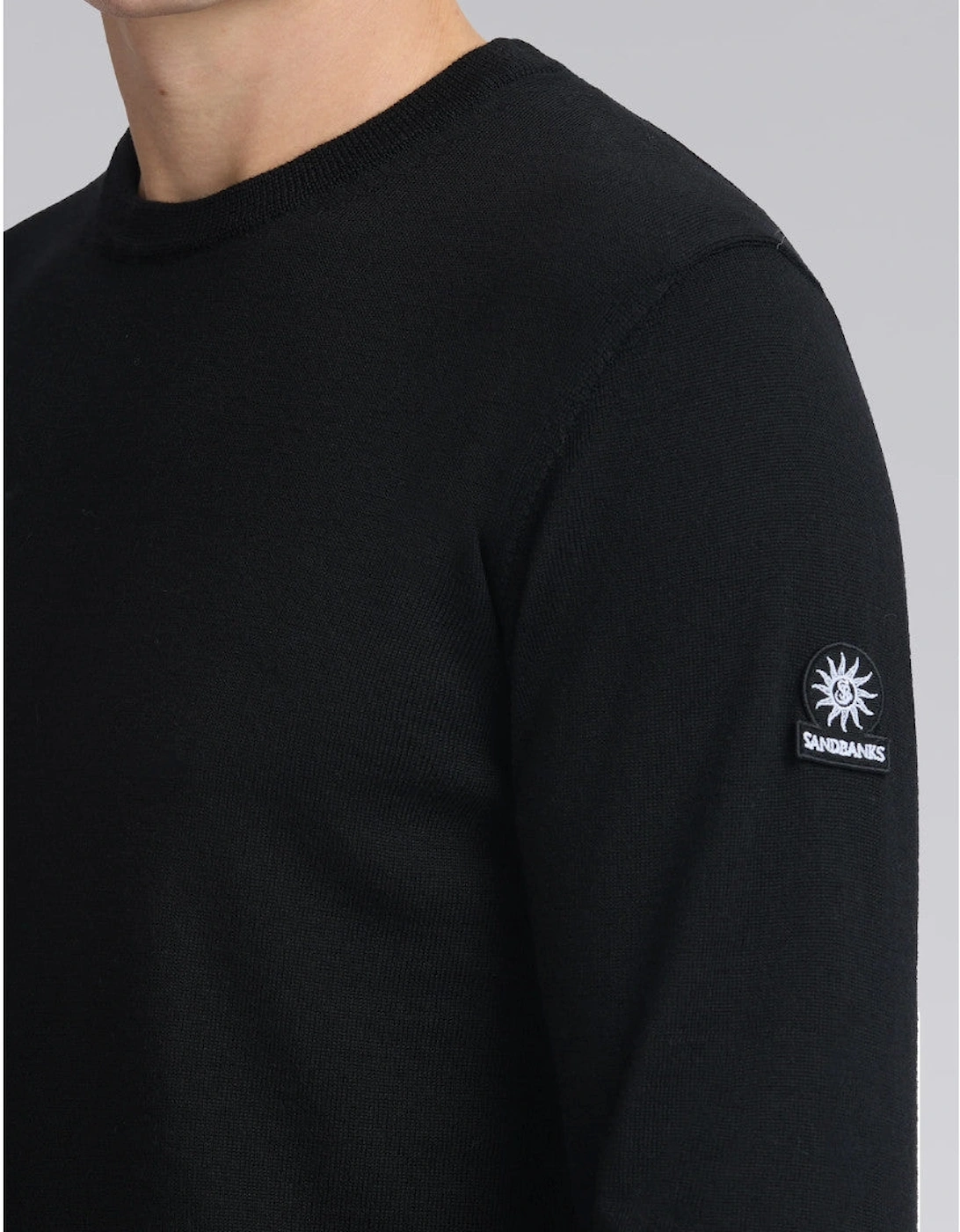 Sandbanks Merino Crew Neck Jumper Black