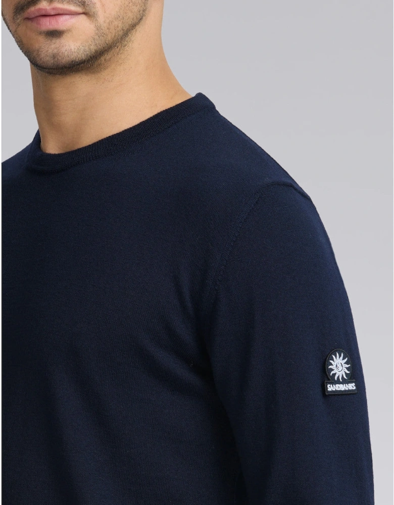 Sandbanks Merino Crew Neck Jumper Navy