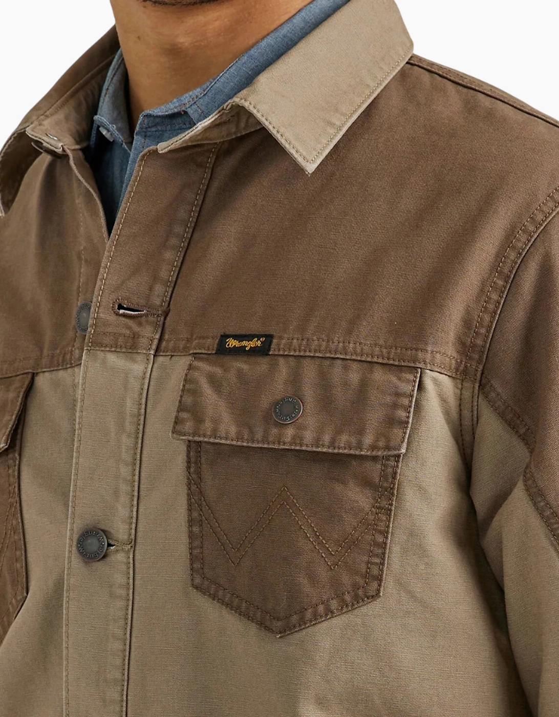 Wrangler Mens Mixed Canvas Chore Coat Cotton Authentic Western Quilted Jacket