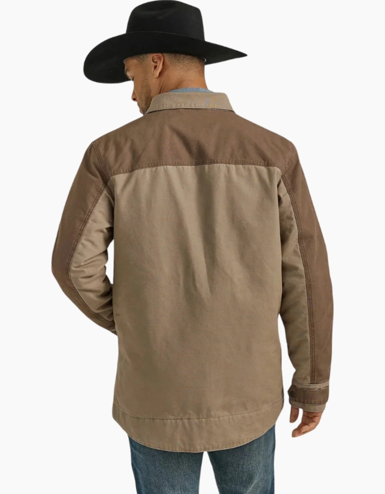 Wrangler Mens Mixed Canvas Chore Coat Cotton Authentic Western Quilted Jacket