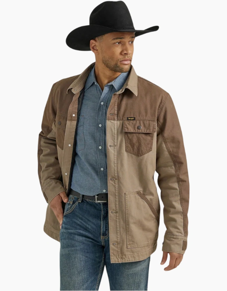 Wrangler Mens Mixed Canvas Chore Coat Cotton Authentic Western Quilted Jacket