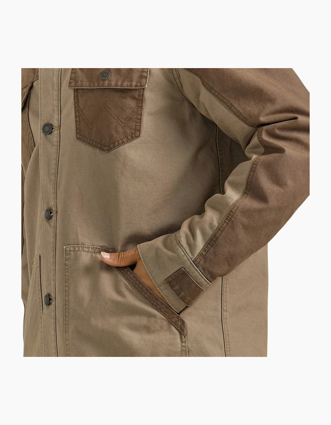 Wrangler Mens Mixed Canvas Chore Coat Cotton Authentic Western Quilted Jacket