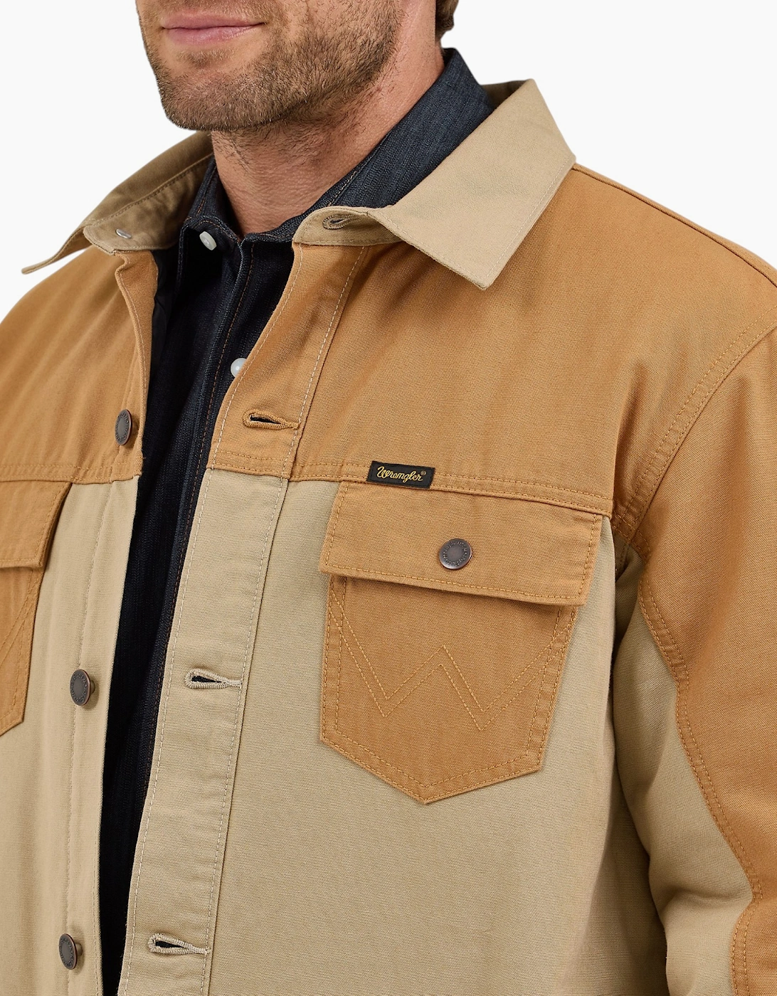 Wrangler Mens Mixed Canvas Chore Coat Cotton Authentic Western Quilted Jacket