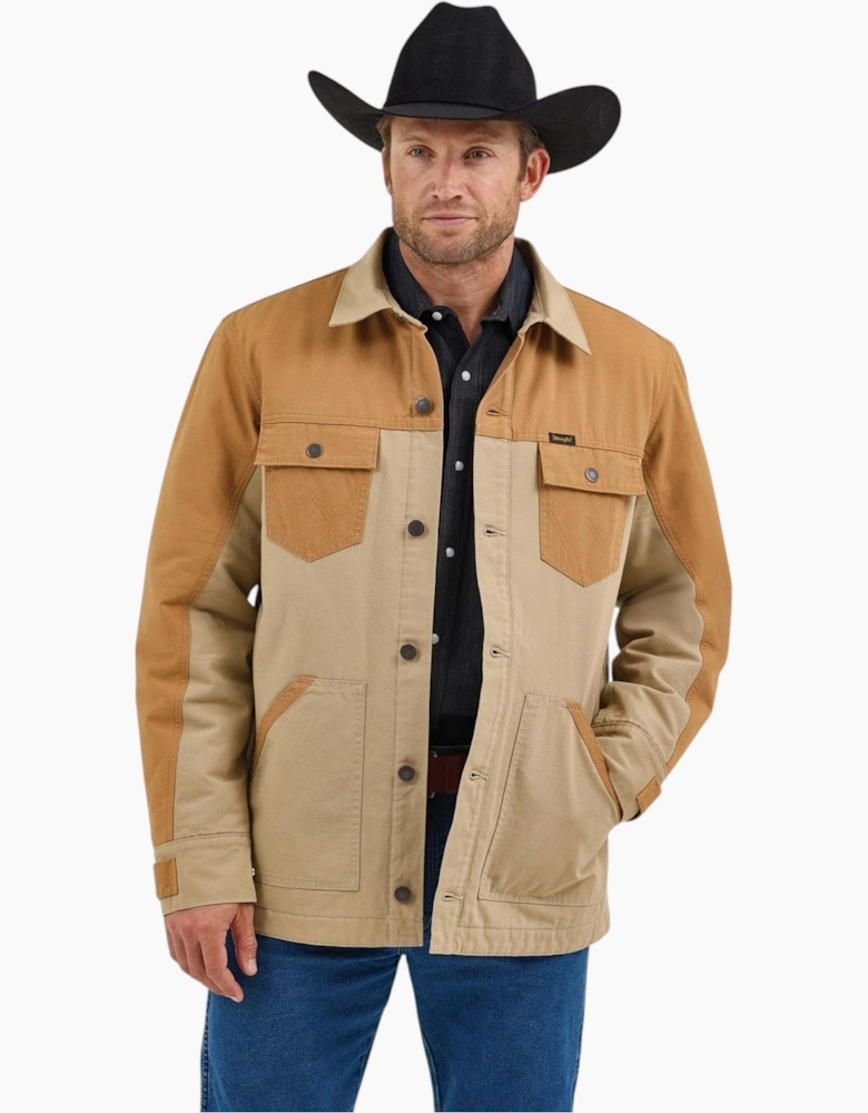 Wrangler Mens Mixed Canvas Chore Coat Cotton Authentic Western Quilted Jacket