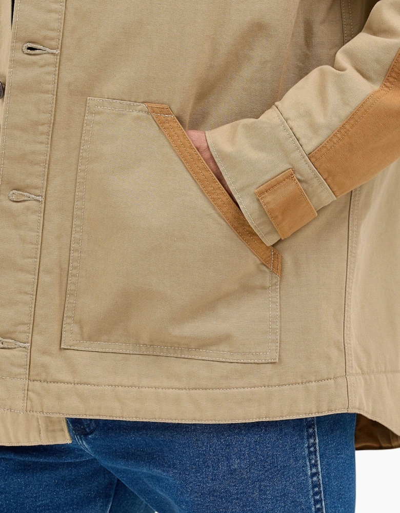 Wrangler Mens Mixed Canvas Chore Coat Cotton Authentic Western Quilted Jacket