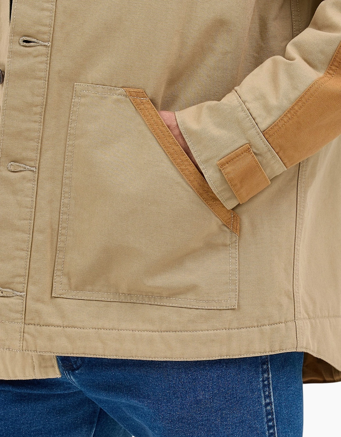 Wrangler Mens Mixed Canvas Chore Coat Cotton Authentic Western Quilted Jacket