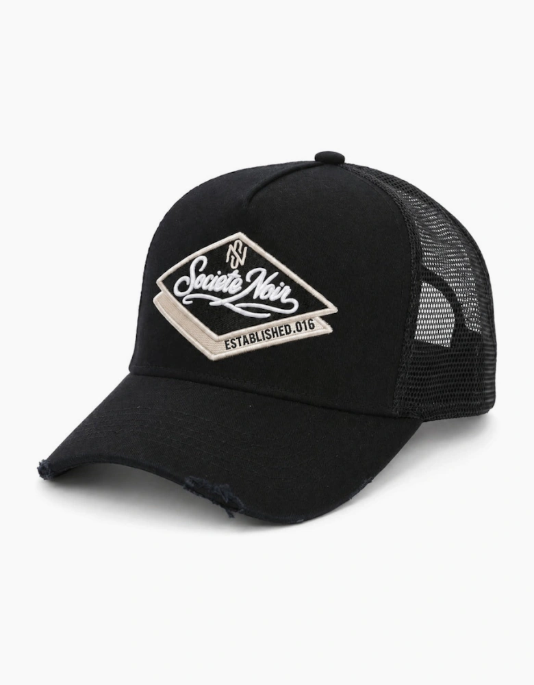 Societe Noir Diamond Distressed Mesh Trucker Cap Black/Beige