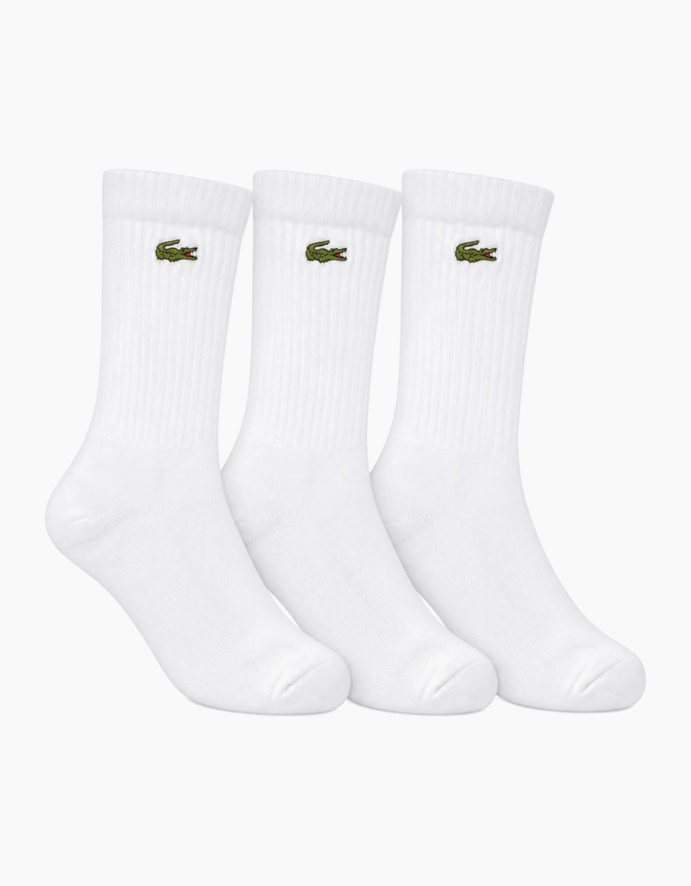 Lacoste Sport 3 Pack High Cut Socks White/White/White