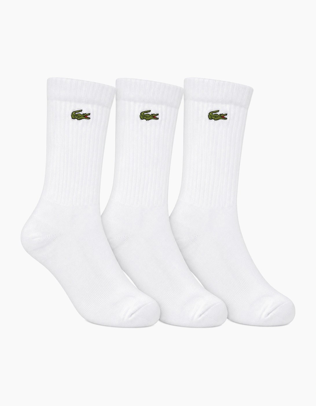 Lacoste Sport 3 Pack High Cut Socks White/White/White