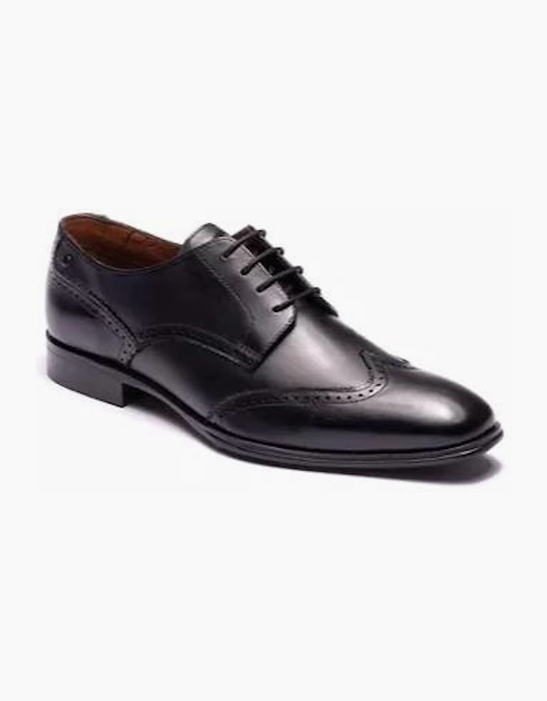 Base London Sloane Waxy Brogue Shoes in Black