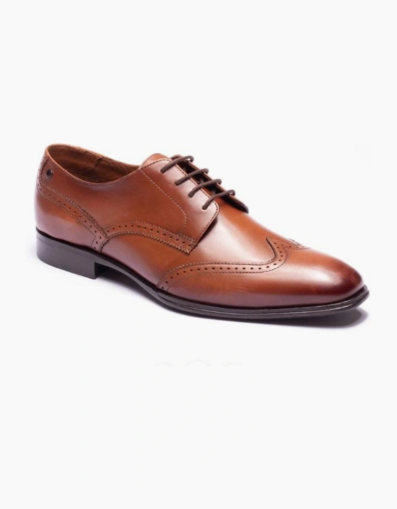 Base London Sloane Waxy Brogue Shoes in Tan