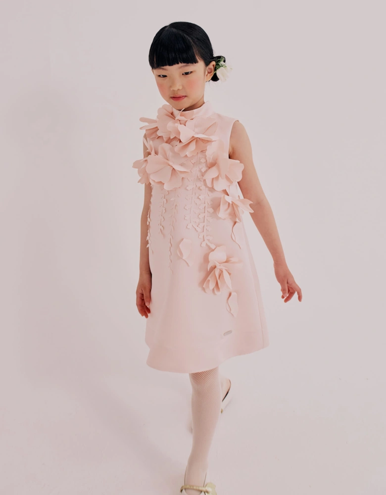 Jessie And James Girls Echo Of Leaves Dress in Pink