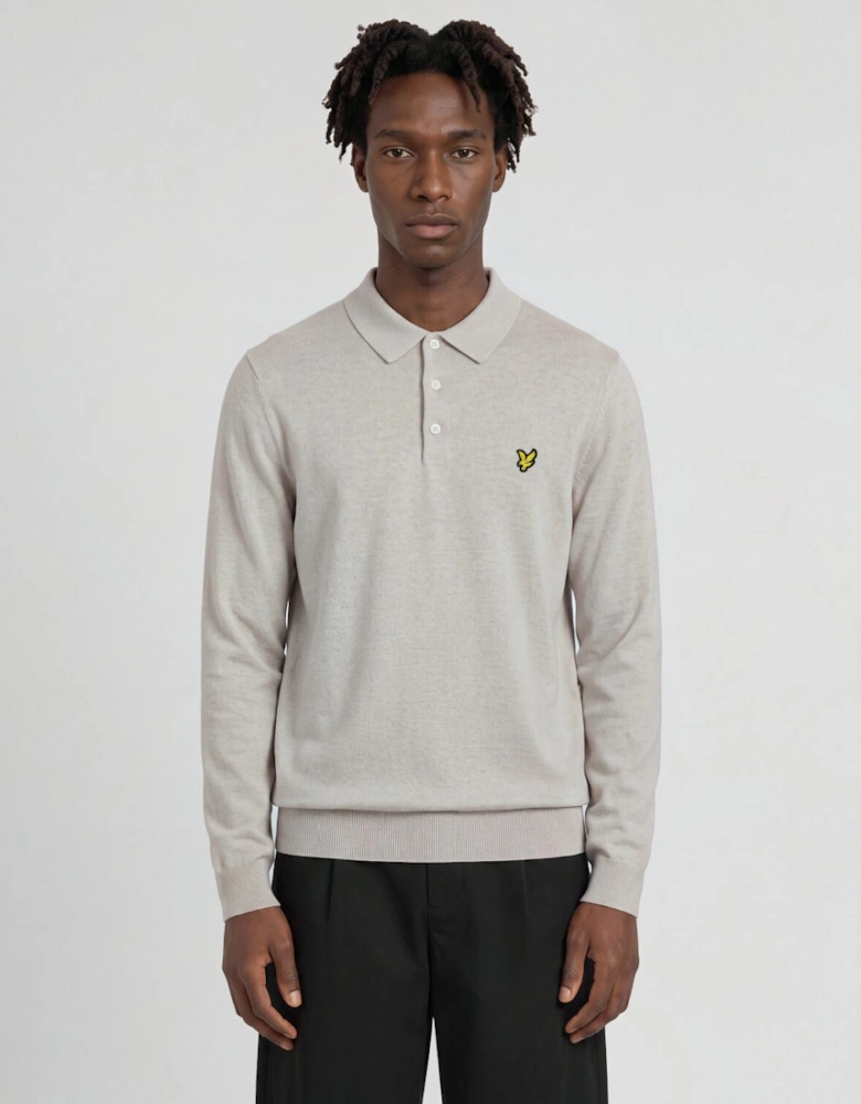 Merino Blend Long Sleeve Polo Shirt