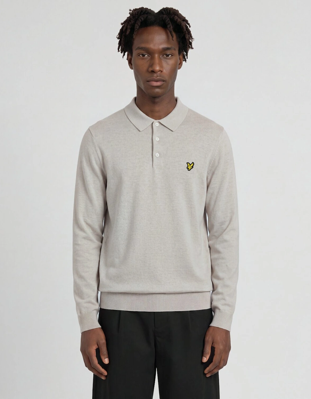 Merino Blend Long Sleeve Polo Shirt