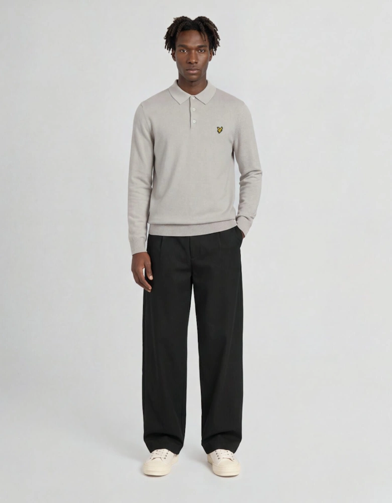 Merino Blend Long Sleeve Polo Shirt