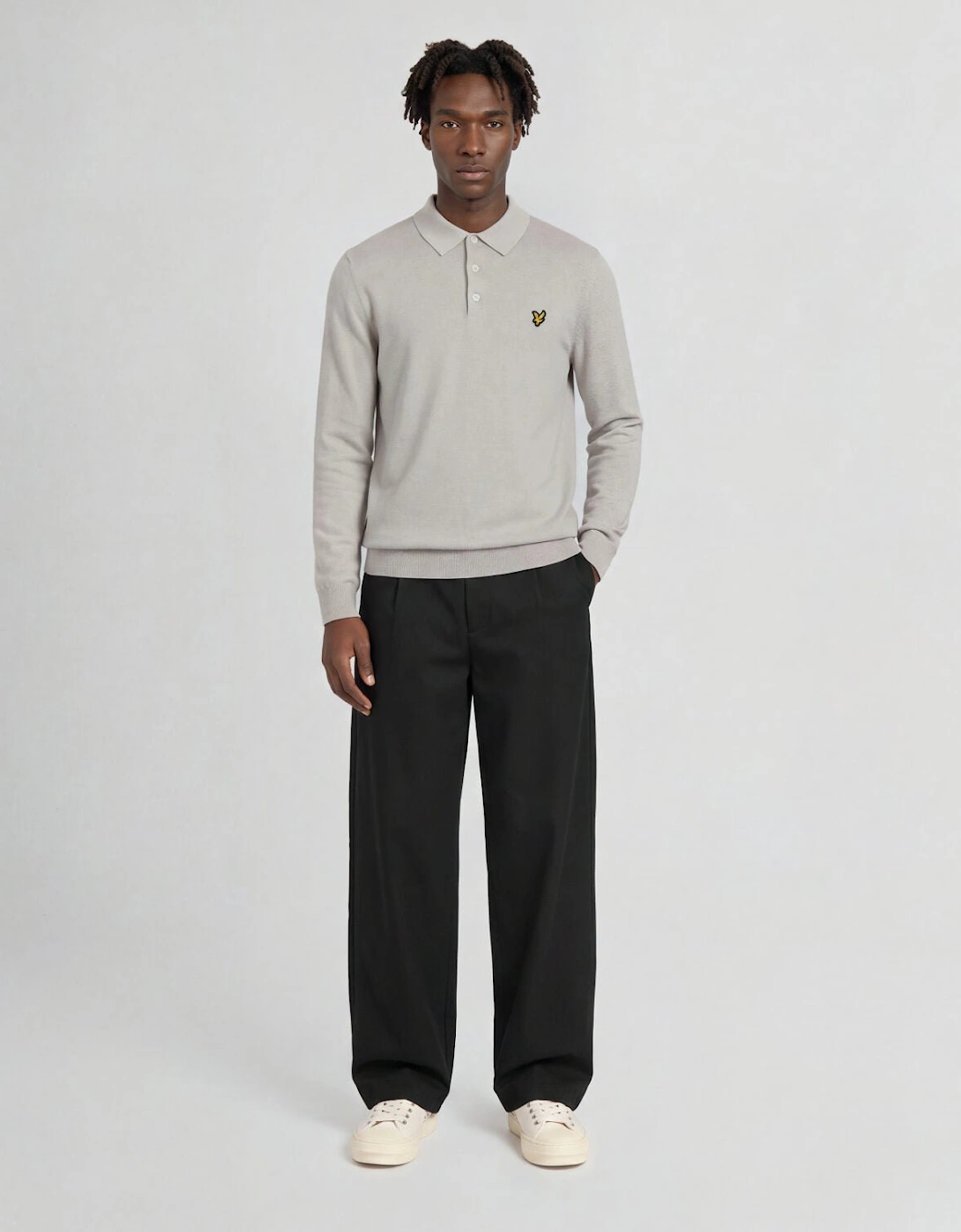 Merino Blend Long Sleeve Polo Shirt