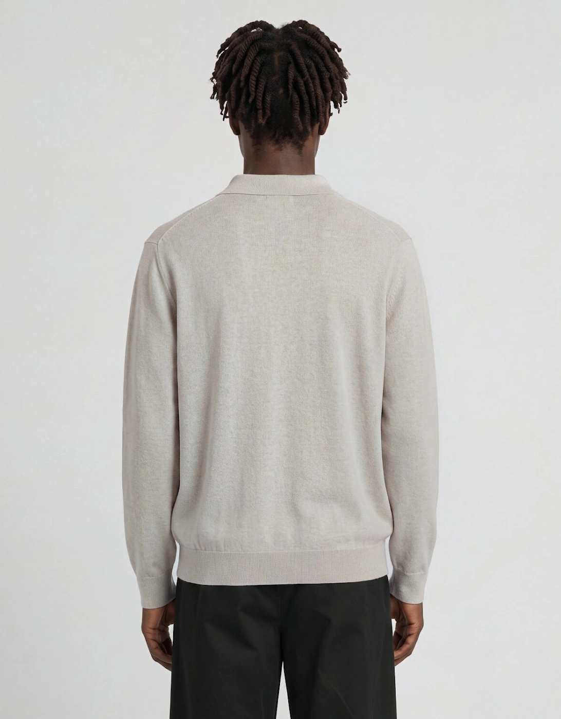 Merino Blend Long Sleeve Polo Shirt