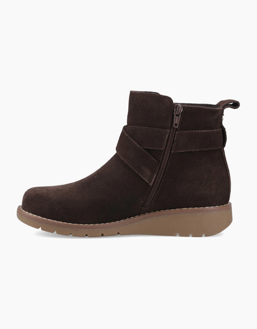 Hush Puppies Lyra Buckle Boot Womens Ankle Boots Chocolate