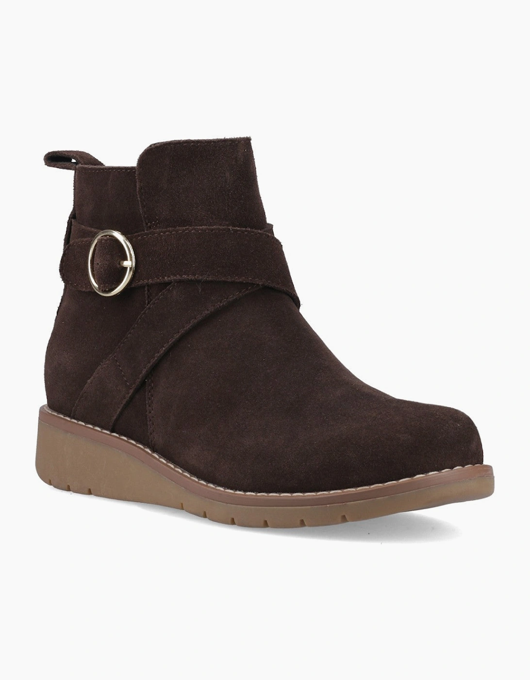 Hush Puppies Lyra Buckle Boot Womens Ankle Boots Chocolate