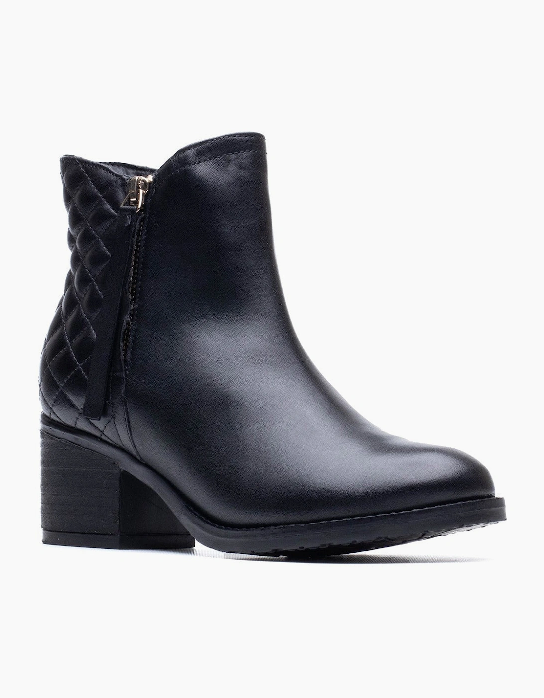 Hush Puppies Halia Women's Leather Ankle Boots with Faux Fur Lining and Zip Fastening in Black, UK Size 8