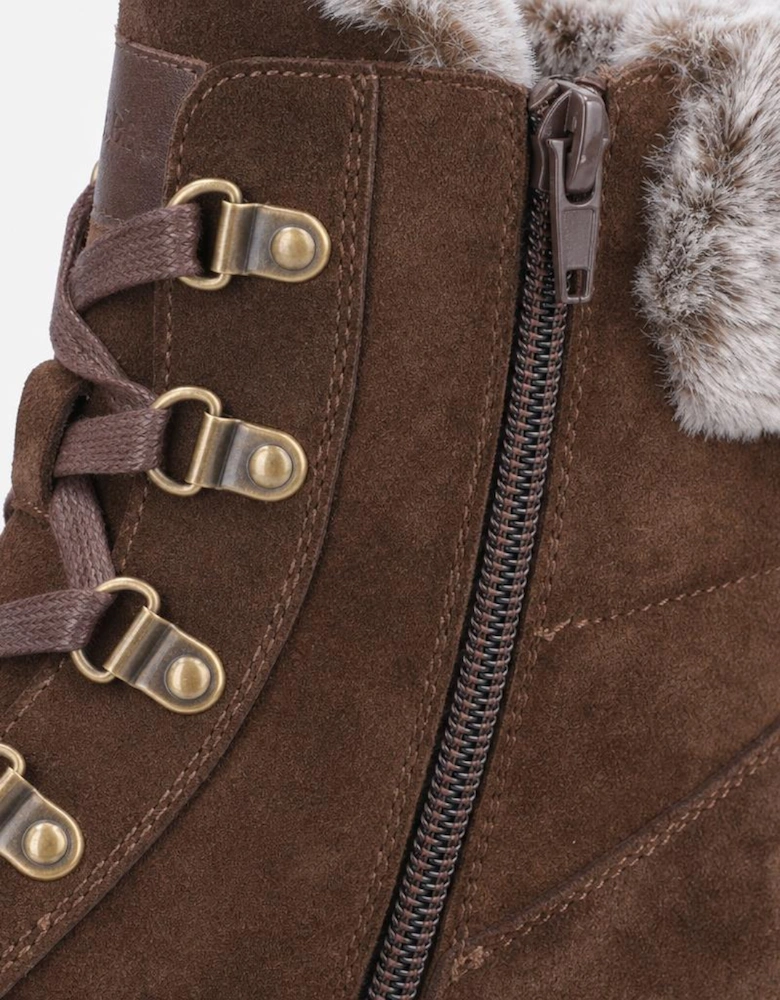 Hush Puppies Florence Wide Fit Boot Womens Ankle Boots Chocolate