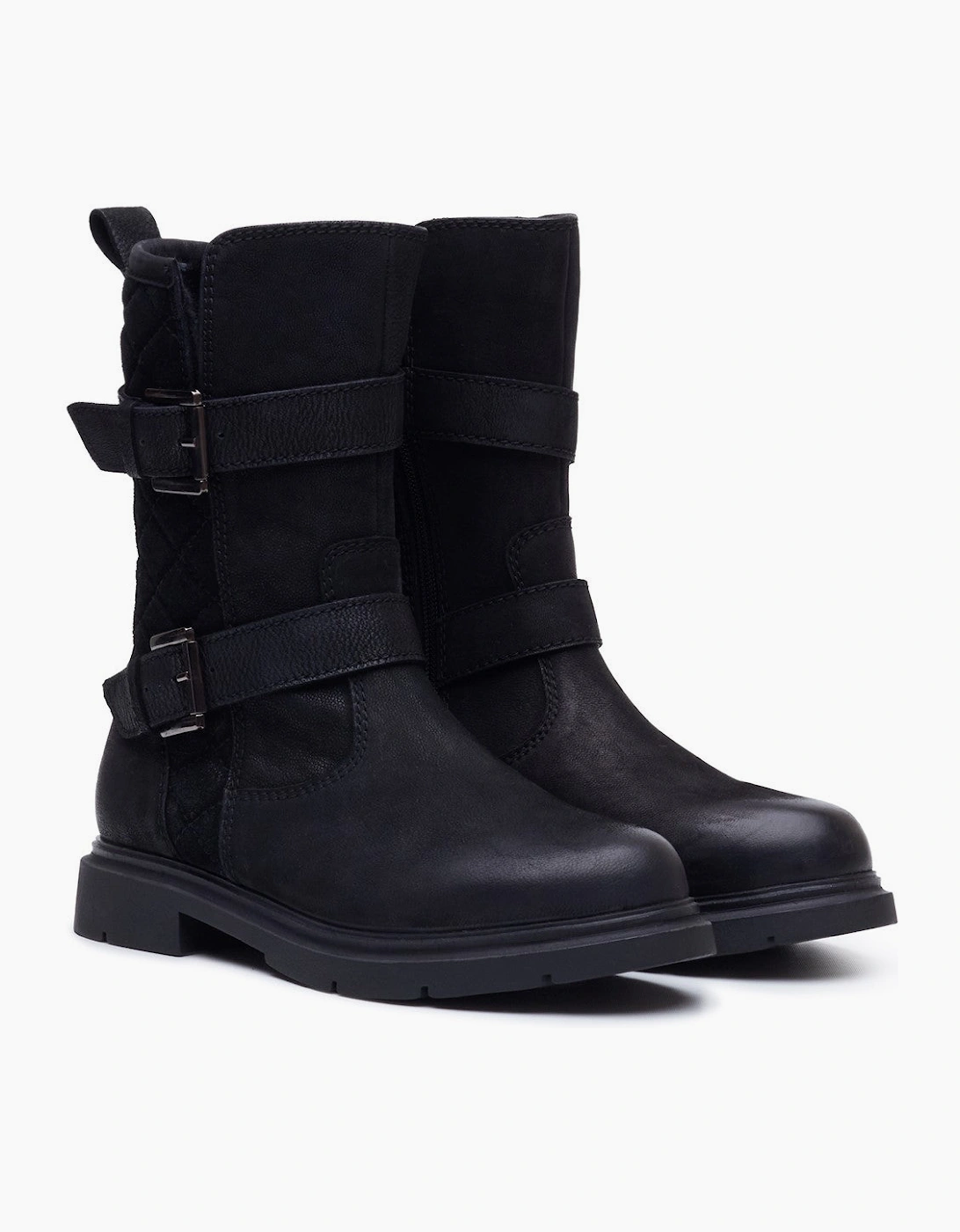 Hush Puppies Celine Buckle Boot Womens Mid Calf Boots Black