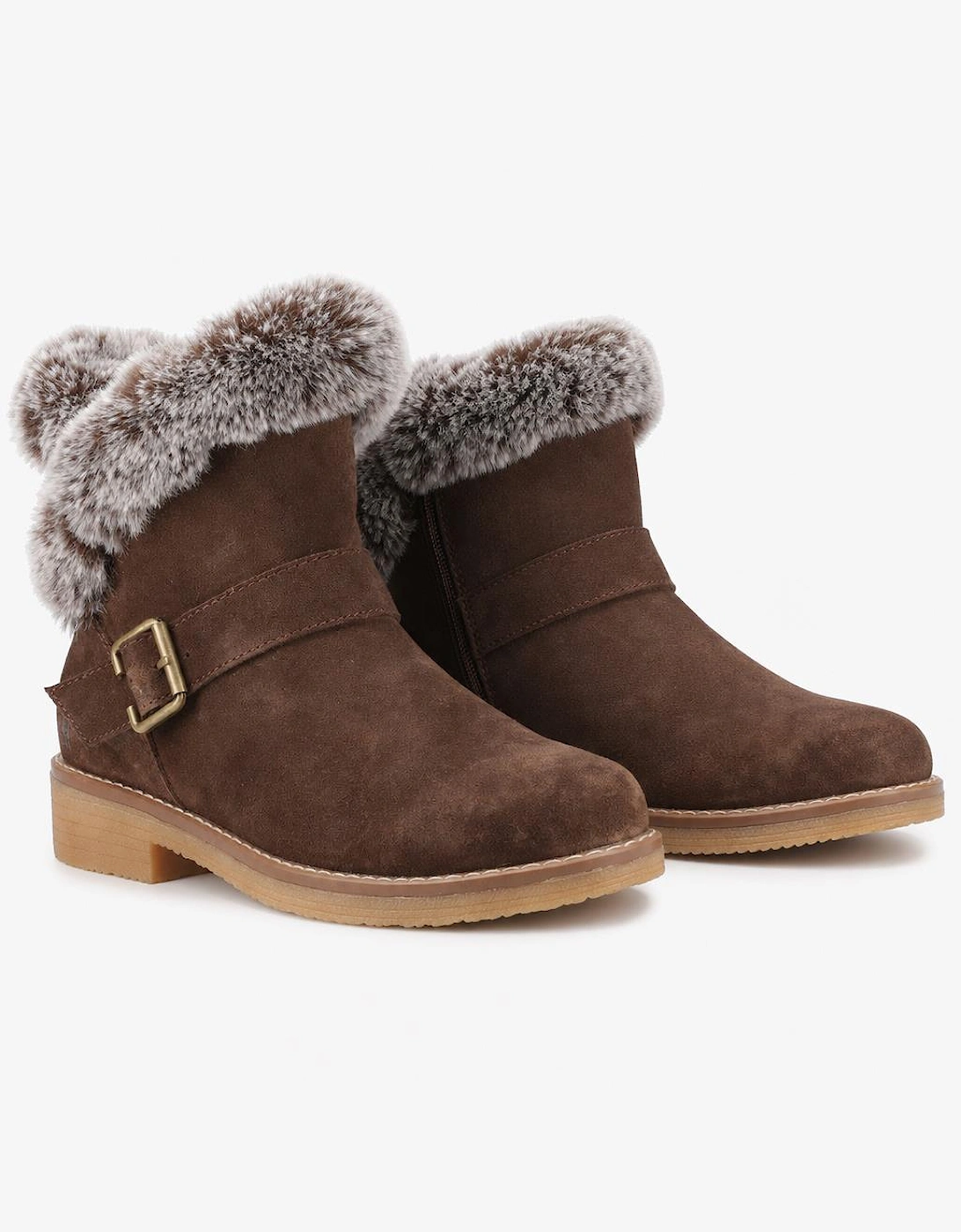 Hush Puppies Hannah Wide Fit Boot Womens Ankle Boots Chocolate