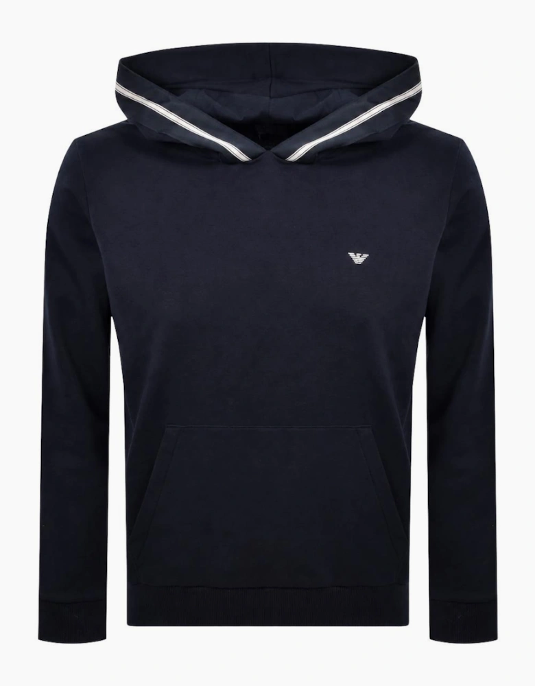 Cotton Embroidered Logo Navy Tape Hoodie
