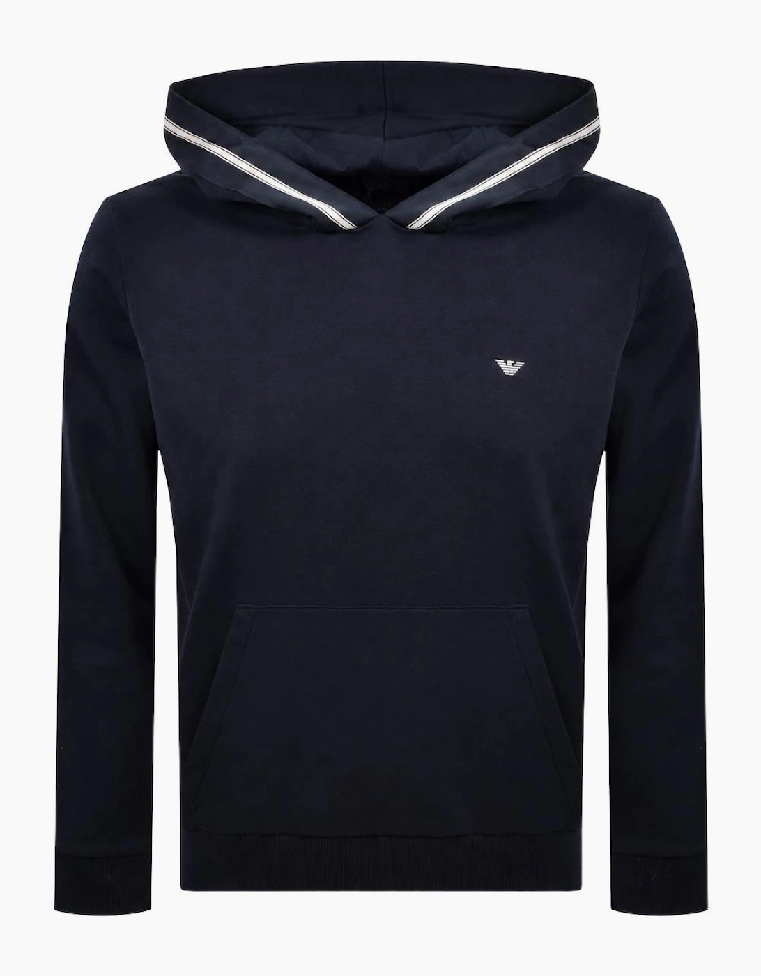 Cotton Embroidered Logo Navy Tape Hoodie