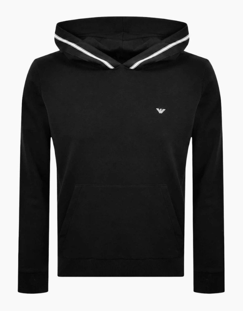 Cotton Embroidered Logo Black Tape Hoodie