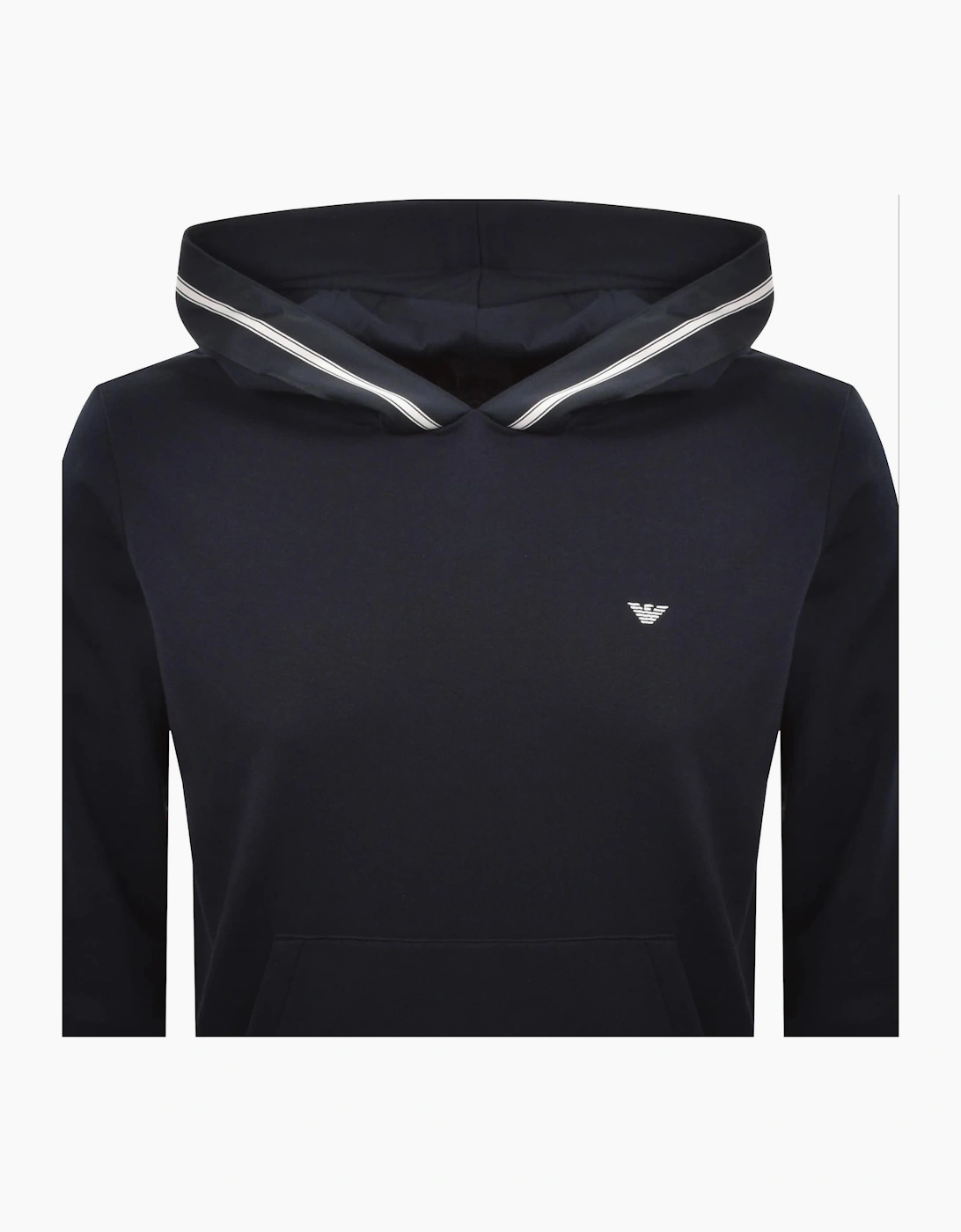 Cotton Embroidered Logo Navy Tape Hoodie