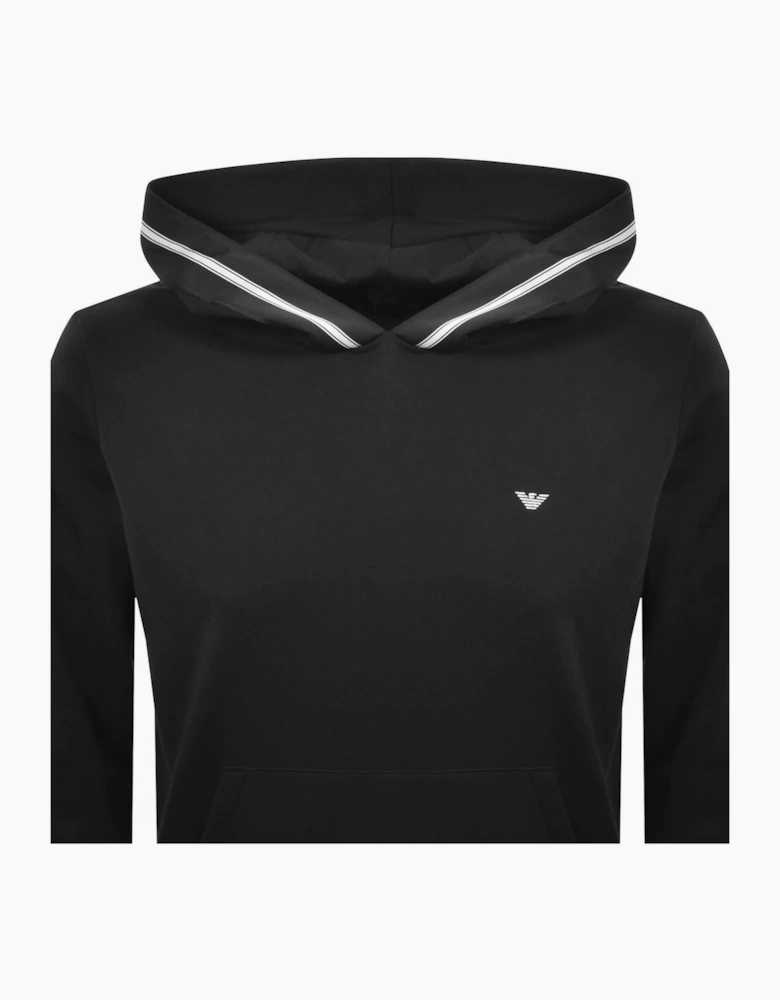 Cotton Embroidered Logo Black Tape Hoodie