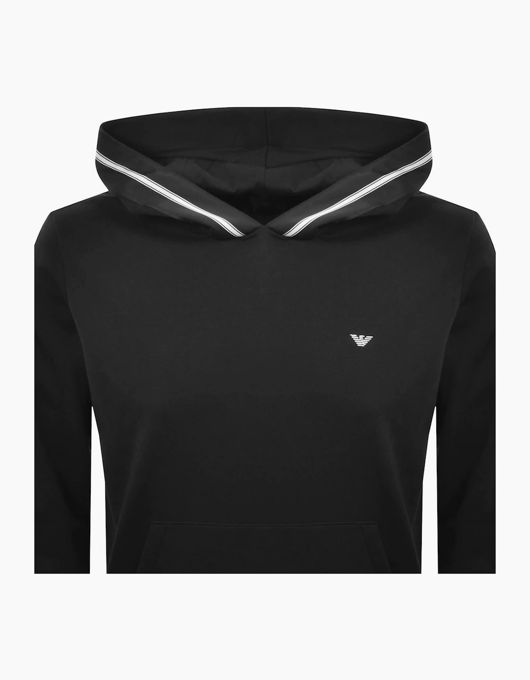Cotton Embroidered Logo Black Tape Hoodie