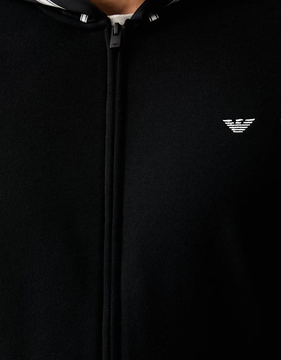Zip Hooded Black Cotton Tape Tracksuit
