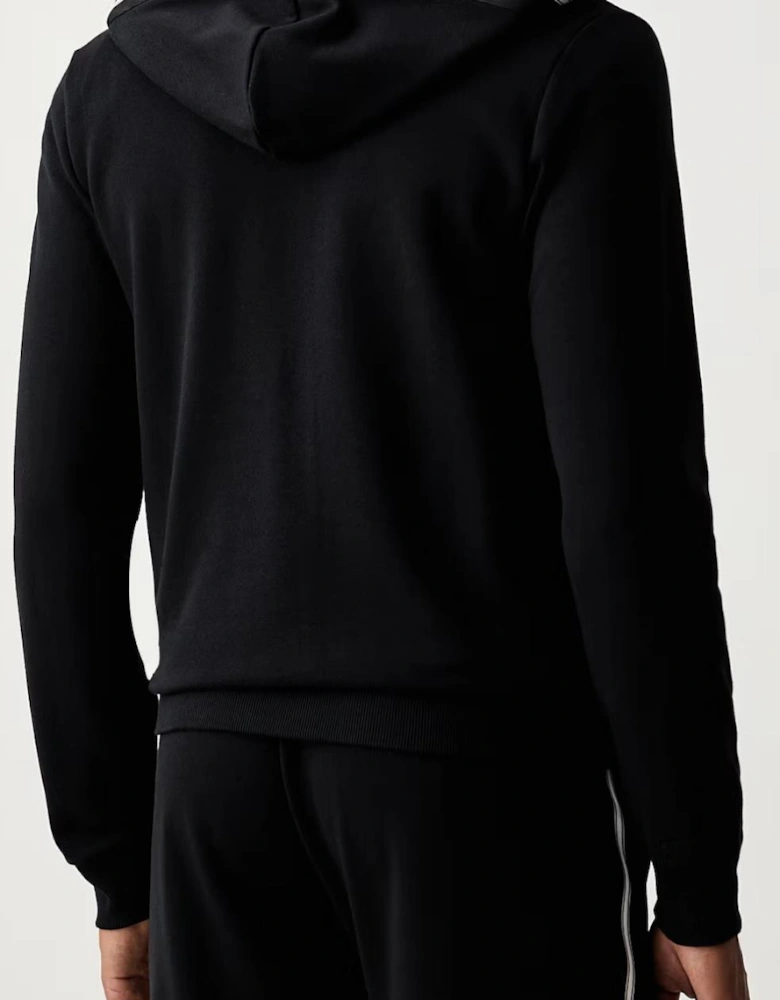 Zip Hooded Black Cotton Tape Tracksuit