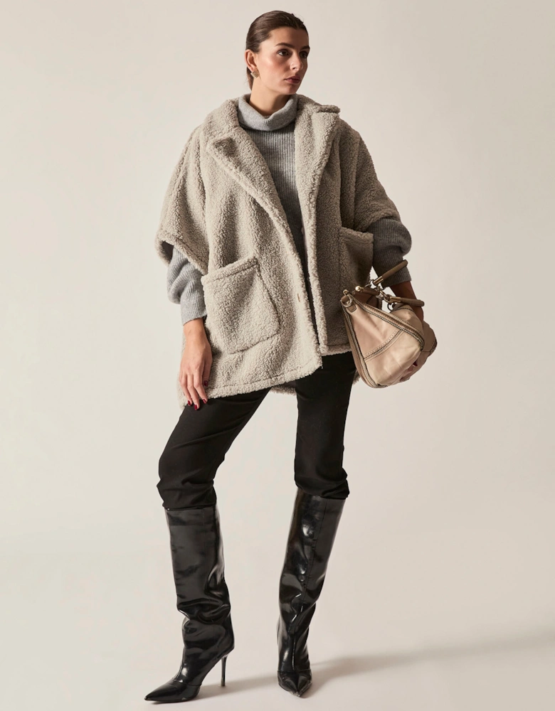 Grey Teddy Button Cape