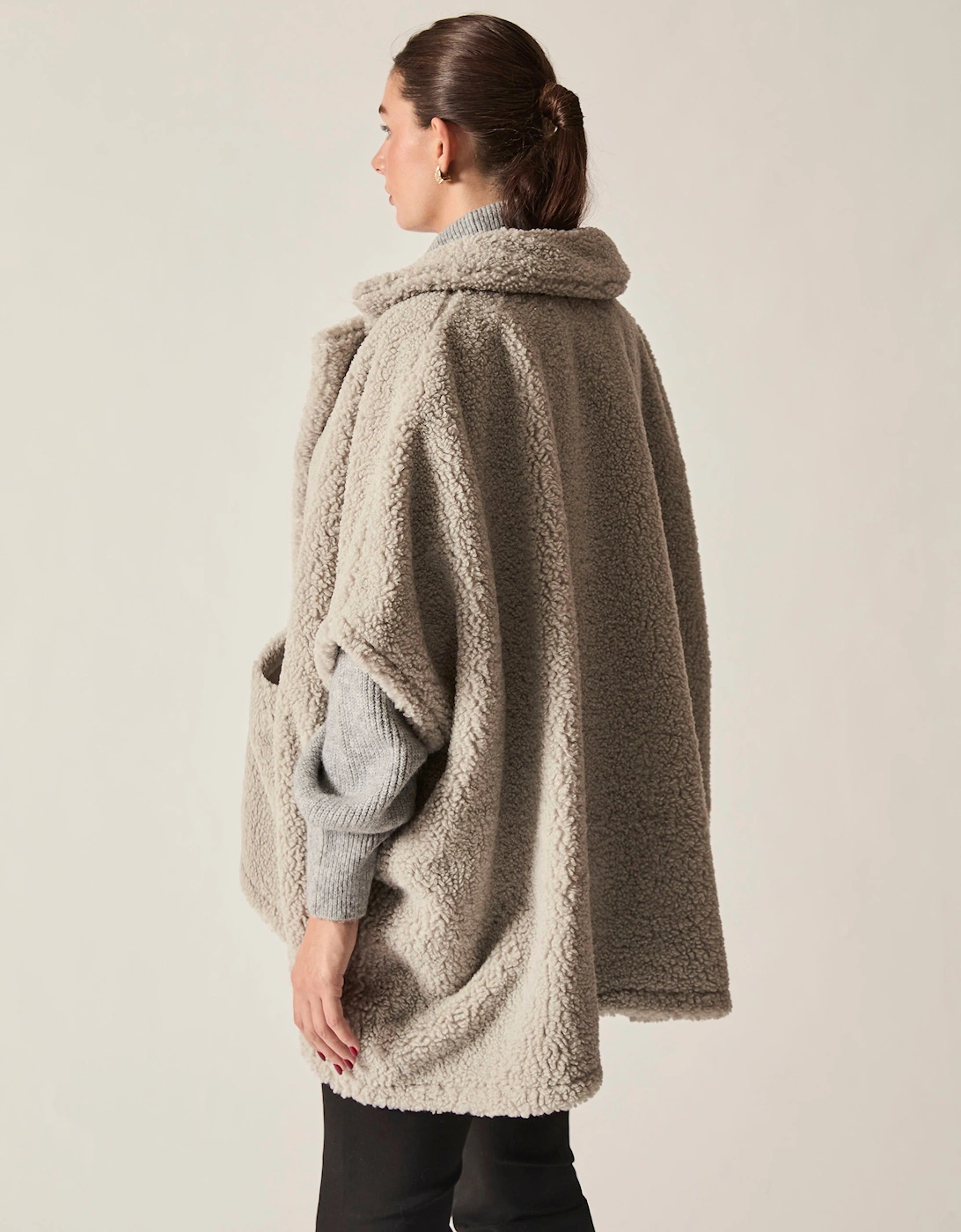 Grey Teddy Button Cape