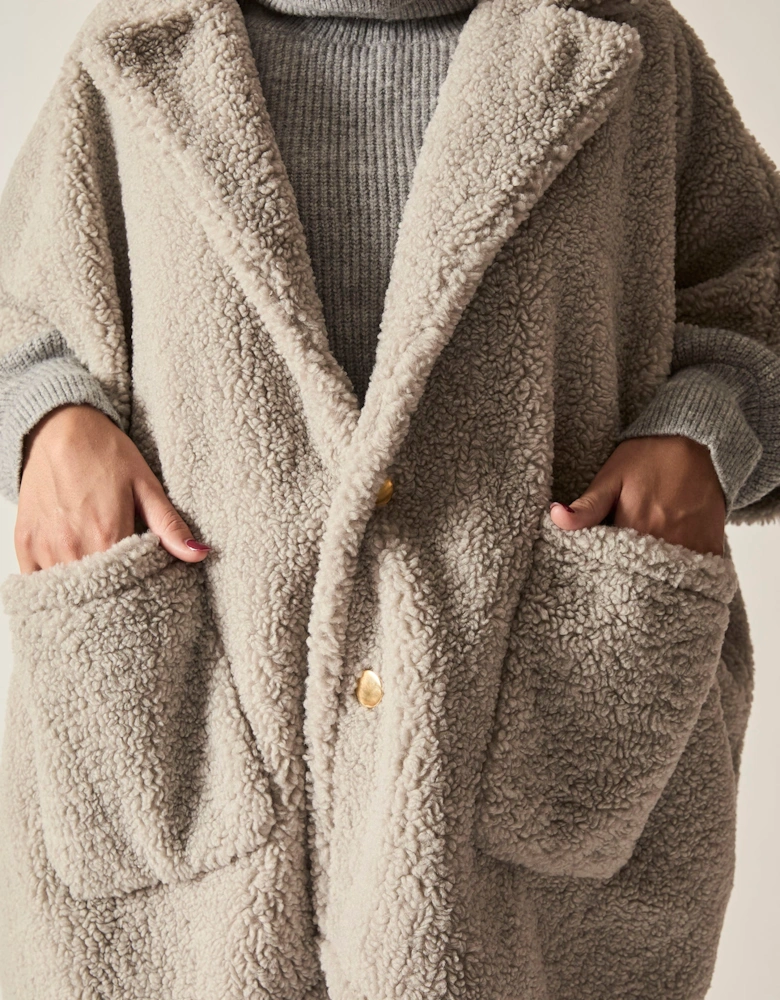 Grey Teddy Button Cape