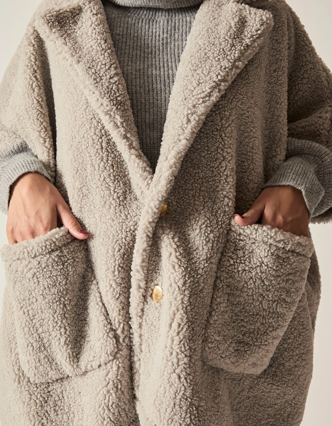 Grey Teddy Button Cape