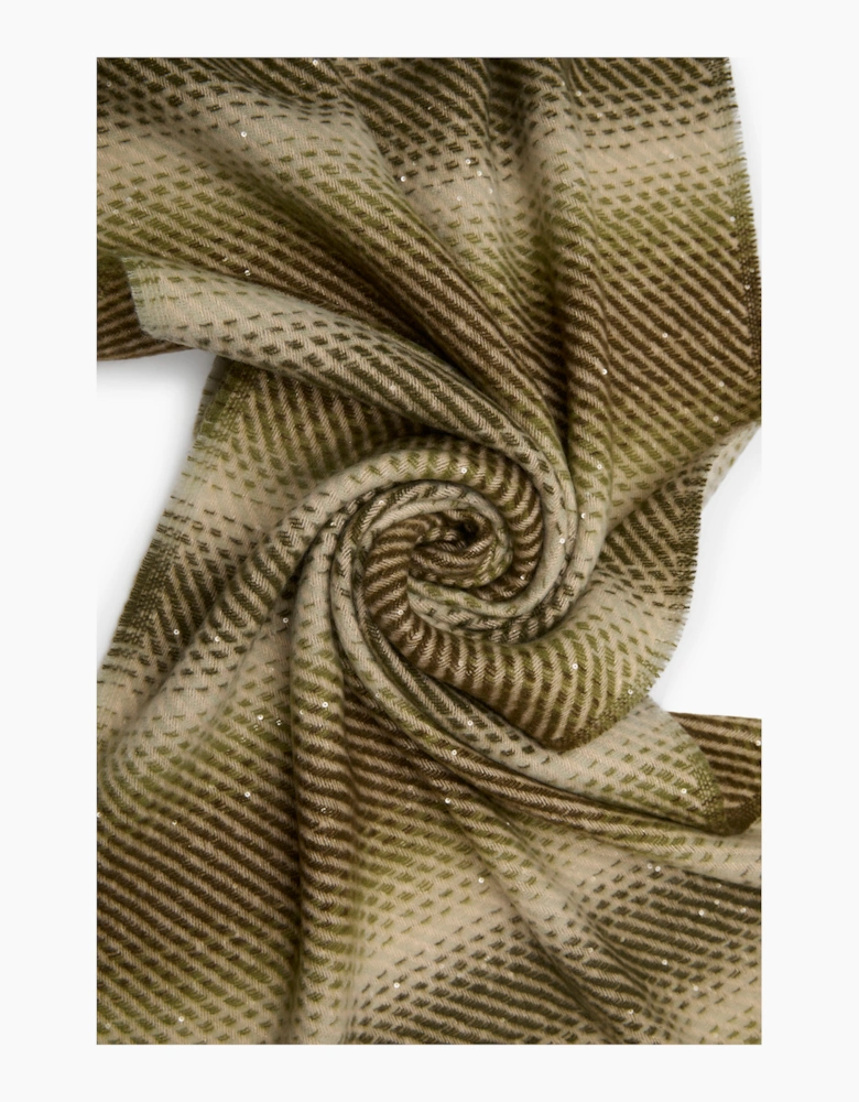 Green & Cream Sequin Pattern Scarf