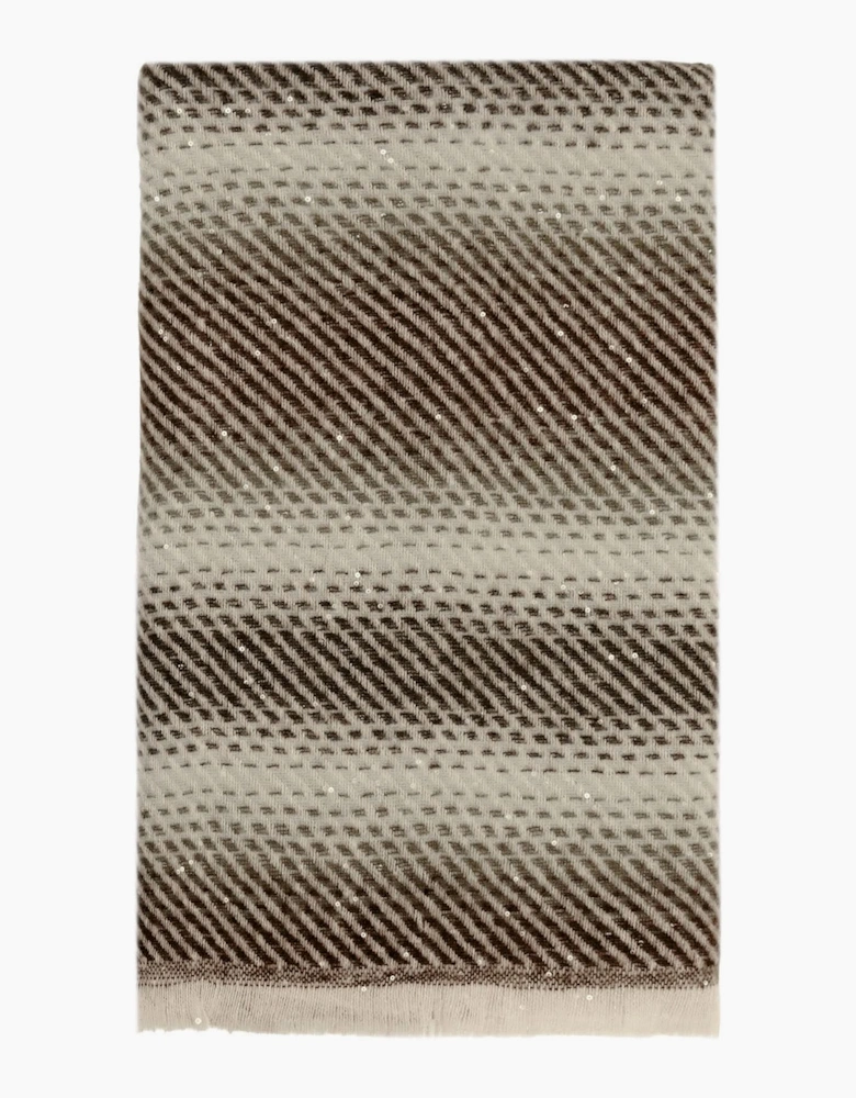 Black & Cream Sequin Pattern Scarf
