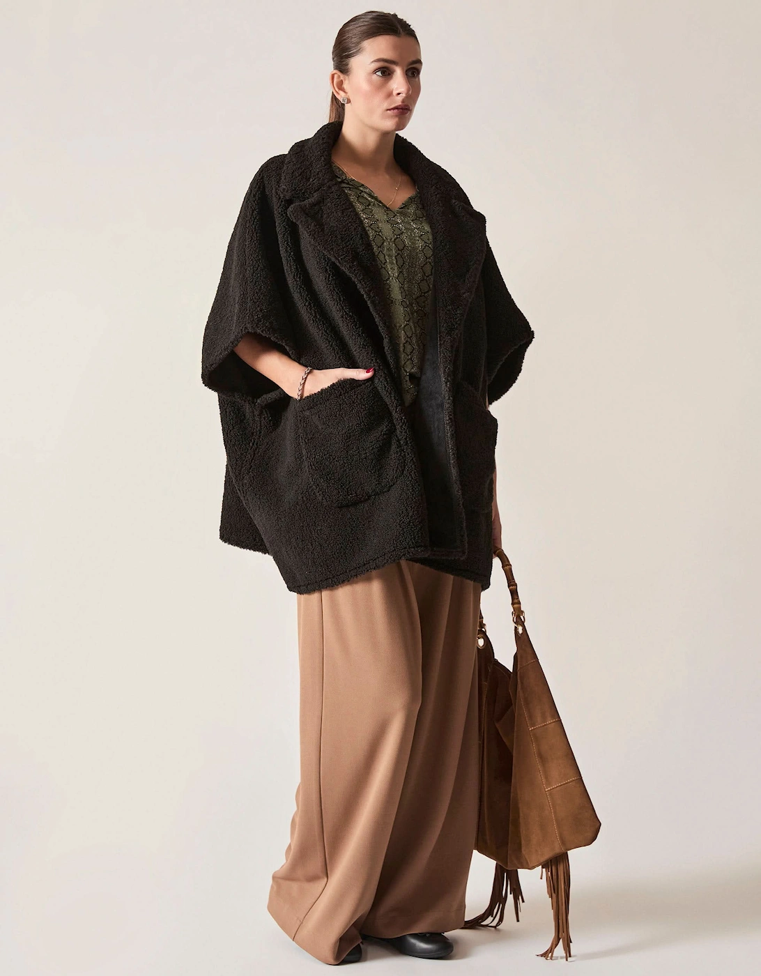 Black Teddy Button Cape