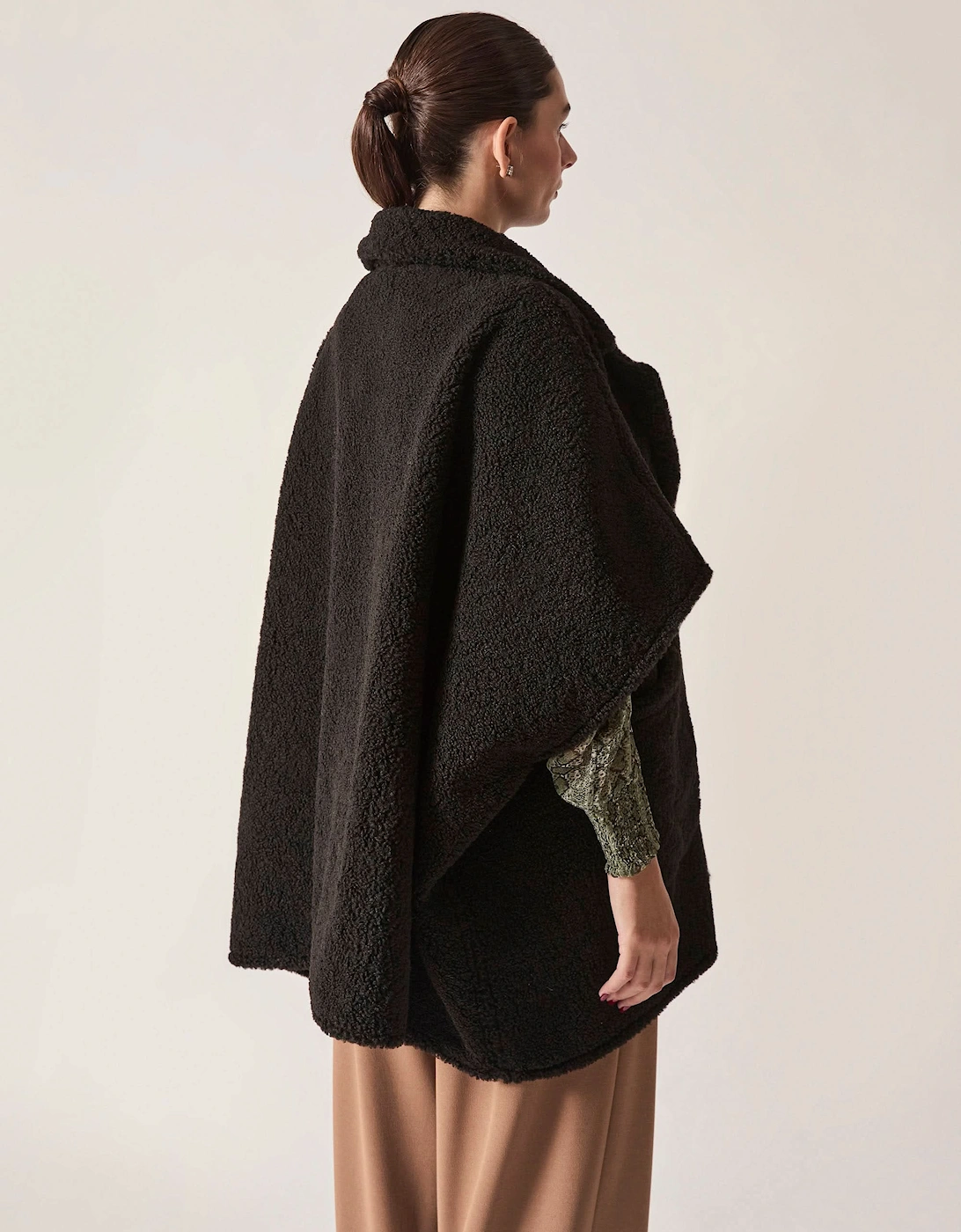 Black Teddy Button Cape