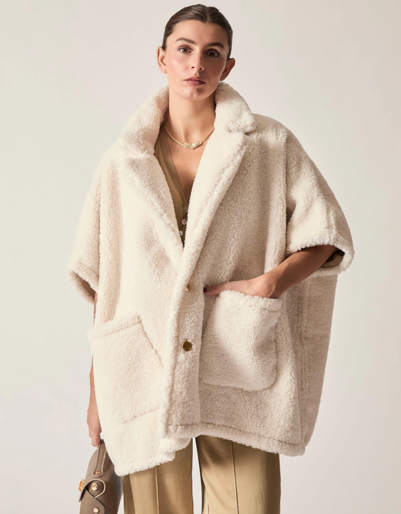 Cream Teddy Button Cape