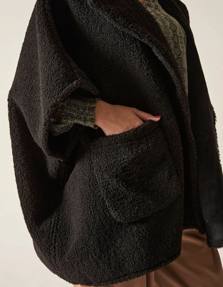 Black Teddy Button Cape