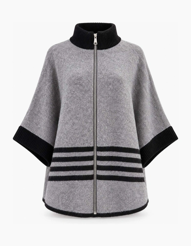 Grey Stripe Zip Knit Cape